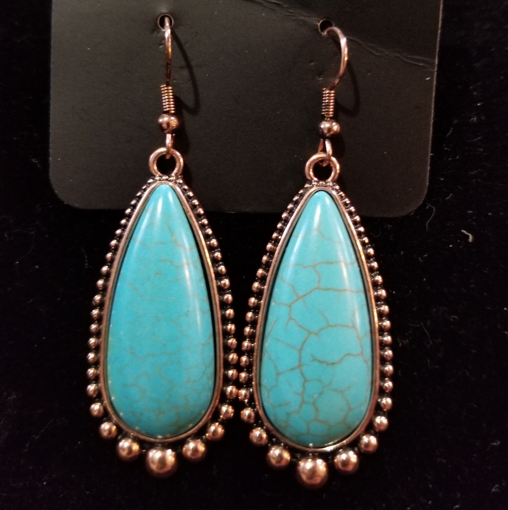 Copper and turquoise paparazzi earrings